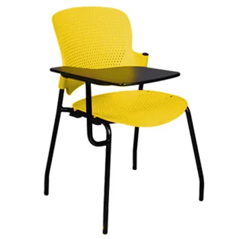 Classroom Yellow Chairs with writing pad manufacturers